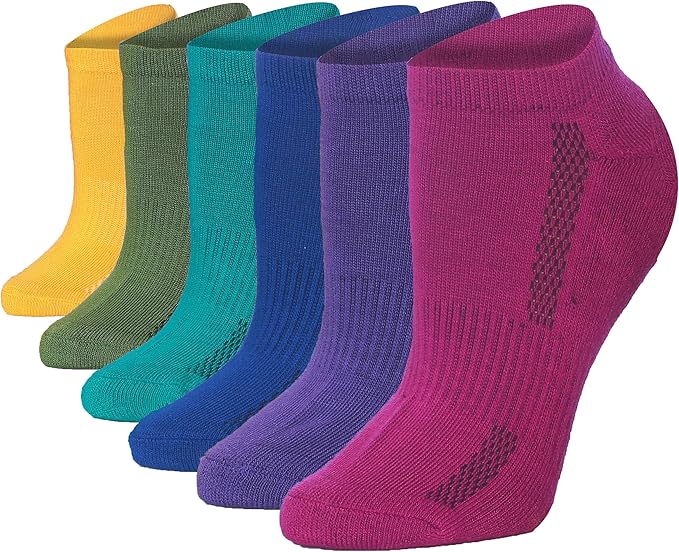 Tipi Toe Women’s 6-Pack Athletic Cushioned Running Ankle Socks – Soft, Breathable Fabric with Arch Support for Comfort