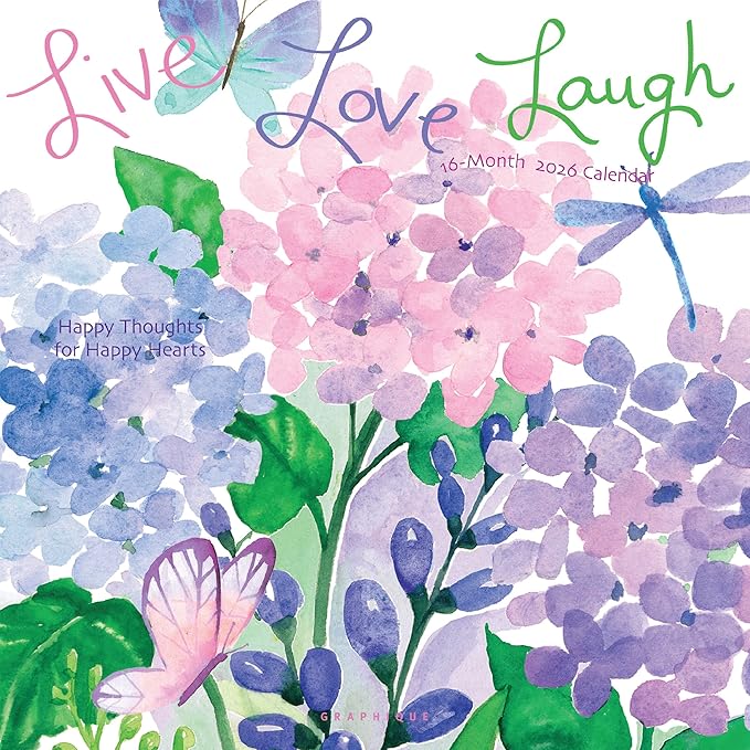 Graphique 2026 Live Love Laugh Wall Calendar | 12” x 12” | Thick Paper | Home & Office Organizer | Large Monthly Grid | 3 Languages & Marked Holidays | 4 Month Preview Page for 2027