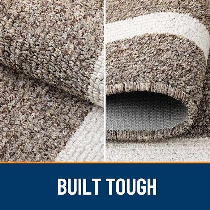 OLANLY Indoor Door Mat, 47x20, Non-Slip Absorbent Resist Dirt Entrance Mat, Washable Low-Profile Inside Entry Doormats for Entryway, Brown
