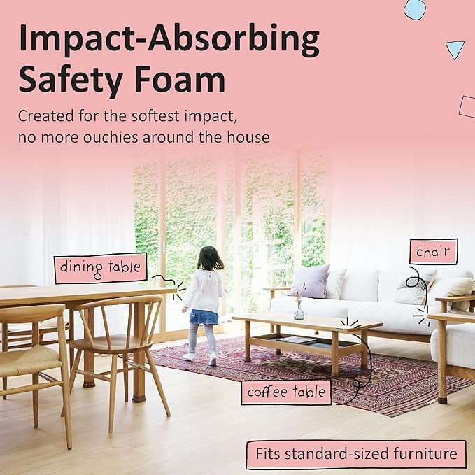Baby Proofing Edge and Corner Guard Protector Set for Back to School, 20.4 ft Edges & 8 Foam Corners, Furniture and Table Child Baby Proof Bumpers, Pre-Taped Corner Cushions-Coffee Brown