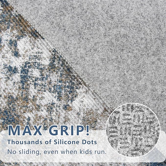 Runners for Hallways Ultra Non-Slip 2x10 Long Runner Rugs Washable Abstract Tear and Stain Resistance No Pile Lightweight Modern Rug Runners for Entryway, Kitchen, Walkway, Entrance, Multi