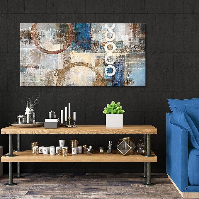 yiijeah Contemporary Wall Art - Geometric Wall Decor Canvas Printed Picture Artwork - 40x20 Inches - Abstract Artfor Living Room Office Bedroom Decoration