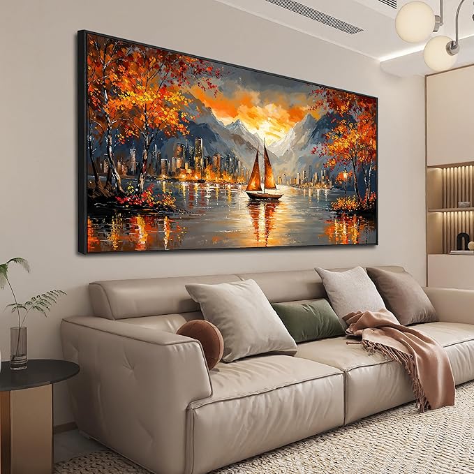 Canvas Art Wall Decor Oversized Framed Wall Art Picture for Living Room Canvas Wall Art Decor Modern Landscape Wall Art Prints Large Coastal Wall Art Artwork for Walls Bedroom Office Decoration 29" X 58"