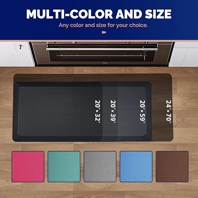 FEATOL Anti Fatigue Mat for Standing, 9/10 Extra Thick Ergonomic Standing Desk Mat, Comfort & Durable Memory Foam Standing Mat at Home,Office All Day (20" x 32", Black, 3PC)