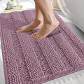 OLANLY Thick Bathroom Rugs 30x20, Extra Soft Absorbent Chenille Striped Bath Rugs, Rubber Backing, Machine Wash Dry, Bath Mats for Bathroom Floor, Tub and Shower, Home Decor Accessories, Deep Plum