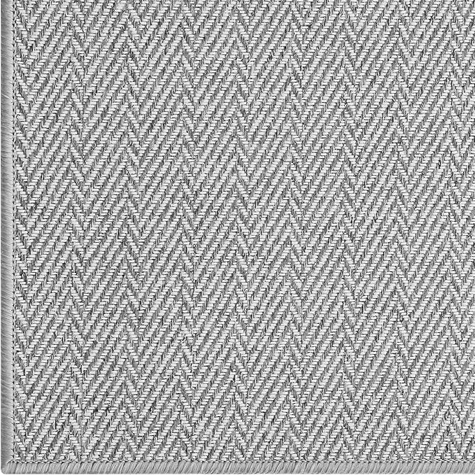 LUMI Ultra Thin Indoor Door Mat for Entrance 17"x30", Non Slip Entryway Mat, Low Profile Doormat, Unique Herringbone Design Carpet for Inside, Patio, Porch, Gray