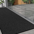 Front Door Mat 3' x 10', Heavy Duty Large Commercial Floor Mats, Non-Slip Low Profile Door Mat Outside Entrance, Absorbent & Resist Dirt, Easy Clean Welcome Entry Mat Indoor Outdoor Rug, Black