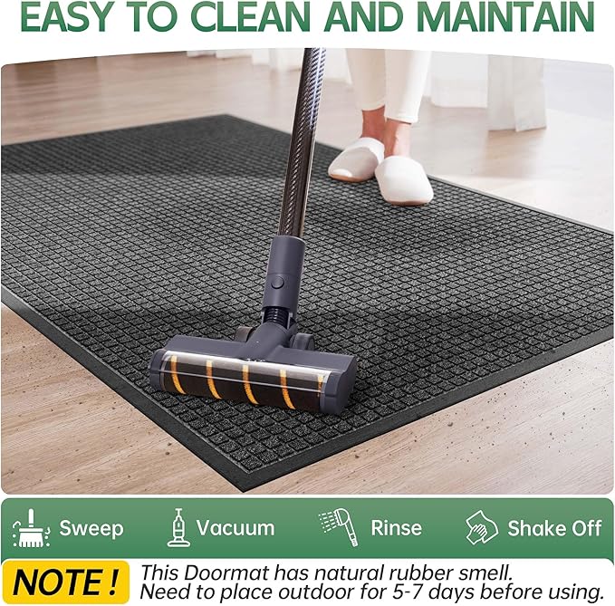 Front Door Mat Outside Entrance, 6' x 2' Heavy Duty Outdoor Mats for Entryway, All Season Weather Outdoor Doormat, Natural Rubber Non Slip Welcome Mats for Front Door