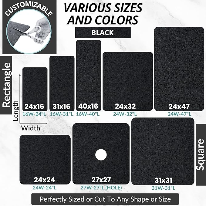 Non Slip Bathtub Mat Shower Mat for Tub - Loofah Bath Mats for Bathroom - 40x16 Bathtub Floor Mat - Textured Anti Slip Bath Mat Without Suction Cups - Secure Mat for Wet Areas (40x16 Black)