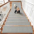 Chenille Stair Treads Non Slip 10pcs Comfortable Stair Runner for Wooden Steps Rubber Backing Stairs Carpet Treads Indoor Staircase Covers Mat with Rubber Backing for Pets Kids 8"X30" Grey