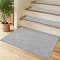 COSY HOMEER Edging Stair Treads Non-Slip Corner Indoor Stair Runners for Wooden Steps,Landing Slip Resistant Stair Rugs for Kids and Dogs, 100% Polyester TPE Backing,Grey,20"X32"