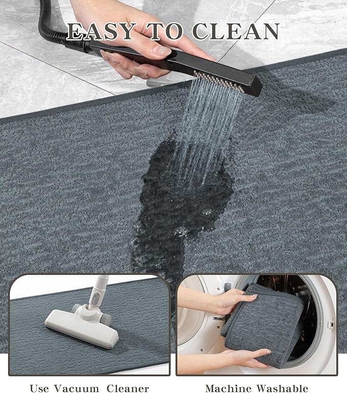 chakme Bathroom Rugs Mat U-Shaped 24x17, Ultra Thin Non Slip Bath Mat Small Quick Dry Absorbent Bath Mat for Bathroom Floor, (Light Blue, U-24"x17")