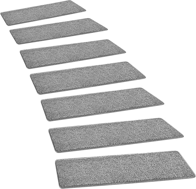 PURE ERA Carpet Stair Treads Tape Free Non Slip Indoor Stair Carpet Stair Protectors Pet-Friendly Non-Slip Skid Resistant Washable Reusable 8" x 30"(2 Pieces,Gray)