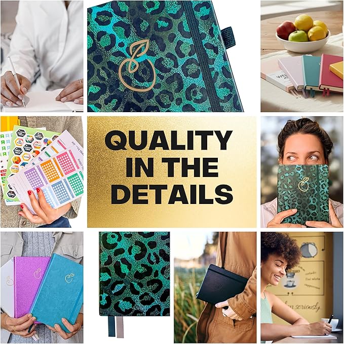 Life & Apples Daily Wellness Journal - Guided Journal & Planner for Wellbeing, Gratitude & Healthy Routines | Food & Fitness Journal, Habit Tracker, Weight Loss Diary | Undated A5 Leopard