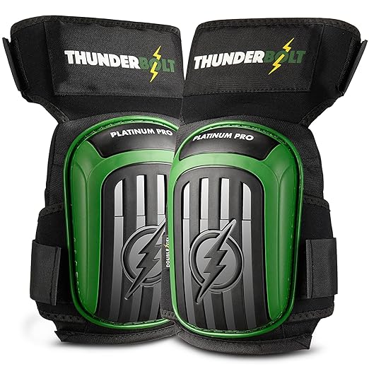 Thunderbolt Knee Pads for Men Construction Knee Pads for Work for Men and Women with Double Gel for Gardening Flooring Roofing Heavy Duty with Extra Thick Foam and Strong Adjustable Non-Slip Straps