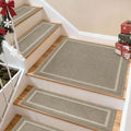 COSY HOMEER Stair Landing Rug 30x30 Inch, Non-Slip Square Landing Mat for Wood Steps Indoor, Washable Polyester with TPE Backing, Beige