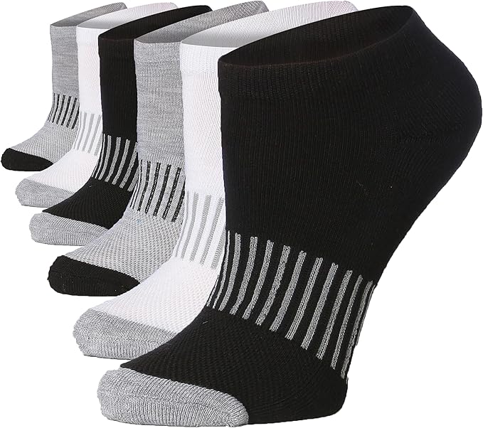 Tipi Toe Women’s 6-Pack Athletic Cushioned Running Ankle Socks – Soft, Breathable Fabric with Arch Support for Comfort