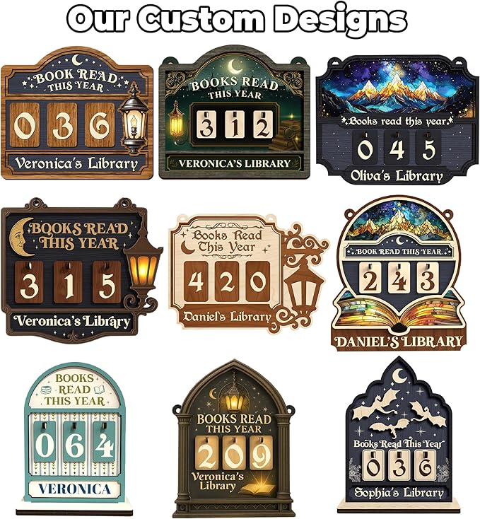 Books Read This Year Counter, Reading Tracker Sign for Home Library Decor, Book Suncatcher Ornament, Book Lover Gift for Librarian, Reader, Teacher, Women, Bookshelf Accessories for Wall & Table FF754