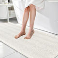 OLANLY Thick Bathroom Rugs 70x24, Extra Soft Absorbent Chenille Striped Bath Rugs, Rubber Backing, Machine Wash Dry, Bath Mats for Bathroom Floor, Tub and Shower, Home Decor Accessories, Ivory