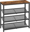 VASAGLE Shoe Rack for Entryway, 4-Tier Shoe Rack Organizer with Storage Shelves and Spacious Top, Freestanding, Adjustable, Industrial, Rustic Brown and Ink Black ULBS040B01