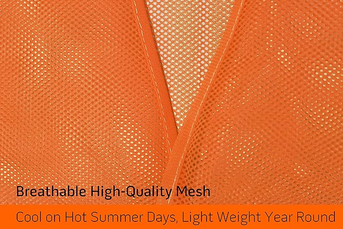 PeerBasics Safety Vests Bulk Pack - Reflective High Visibility, Men Women, Mesh (as1, numeric, numeric_10, regular, regular, Orange)