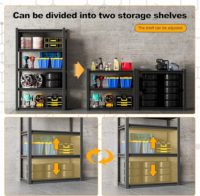 2 Sets Storage Shelves with Pegboard,72“*48" Wide 24”Heavy Duty Garage Shelving Units and Storage,Metal Shelving Adjustable Shelves,Garage Storage Rack,Industrial Utility Organization