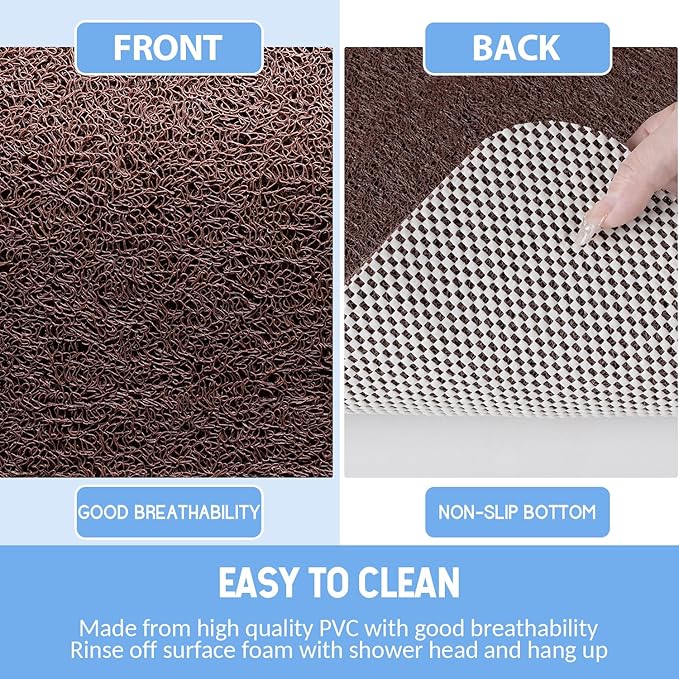 Non-Slip Bathtub Mat, Anti Slip Shower Mat, Fast Drying Bathtub Mats, Foot Scrubber Mat, Anti Slip Mat for Tub, Floor, Bathroom, Kitchen, Home, Hotel (Brown 40"×28")