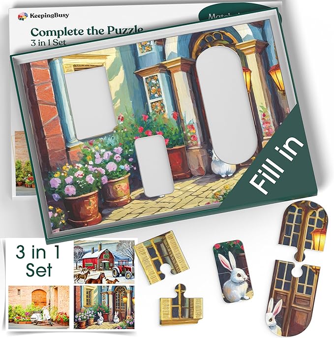 Keeping Busy Object Large Piece Puzzles for Seniors | 3 Pack | Dementia Activities for Seniors Game Solve in 3 Steps Dementia Products for Elderly Alzheimers Products for Elderly Alzheimers Activities