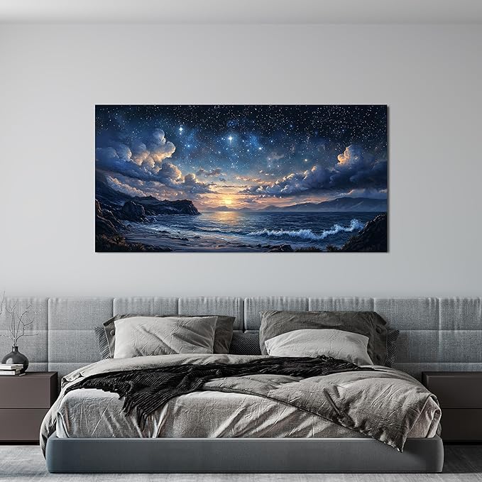 Canvas Wall Art Decor Large Wall Art Pictures for Living Room Canvas Art Wall Decor Landscape Coastal Wall Art Prints Green Artwork for Walls Beachside Art Work for Home Office Decor 24" x 48"