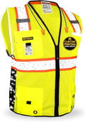 KwikSafety - BIG KAHUNA DIGITAL Safety Vest [LIMITED EDITION] Class 2 ANSI OSHA Reflective Vest Durable High Visibility Vest Construction Safety Vest for Men Industrial Work Gear/Yellow 2XL