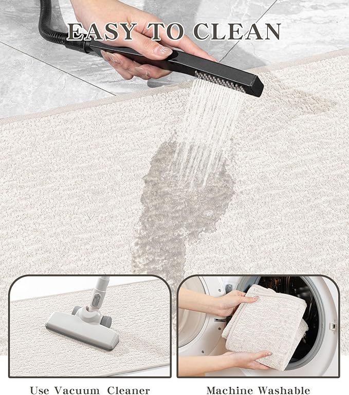 chakme Bathroom Rugs Mat 36x24, Ultra Thin Non Slip Bath Mat Quick Dry Absorbent Bath Mat for Bathroom Floor, (White, 36"x24")