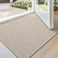 LUMI Ultra Thin Indoor Door Mat for Entrance 24"x36", Non Slip Entryway Mat, Low Profile Doormat, Unique Herringbone Design Carpet for Inside, Patio, Porch, Beige