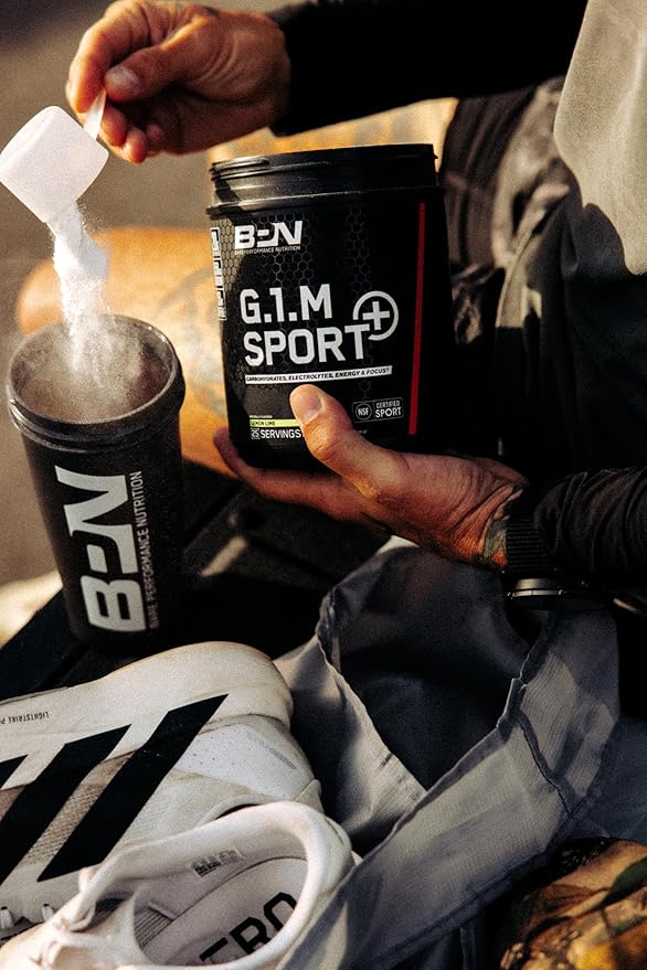 BARE PERFORMANCE NUTRITION G.1.M Sport+ Endurance Pre-Workout – Lemon Lime | 25 Servings | 20g Carbs, 350mg Sodium, 150mg Caffeine | Electrolytes, Nootropics & Cluster Dextrin® for Energy & Focus