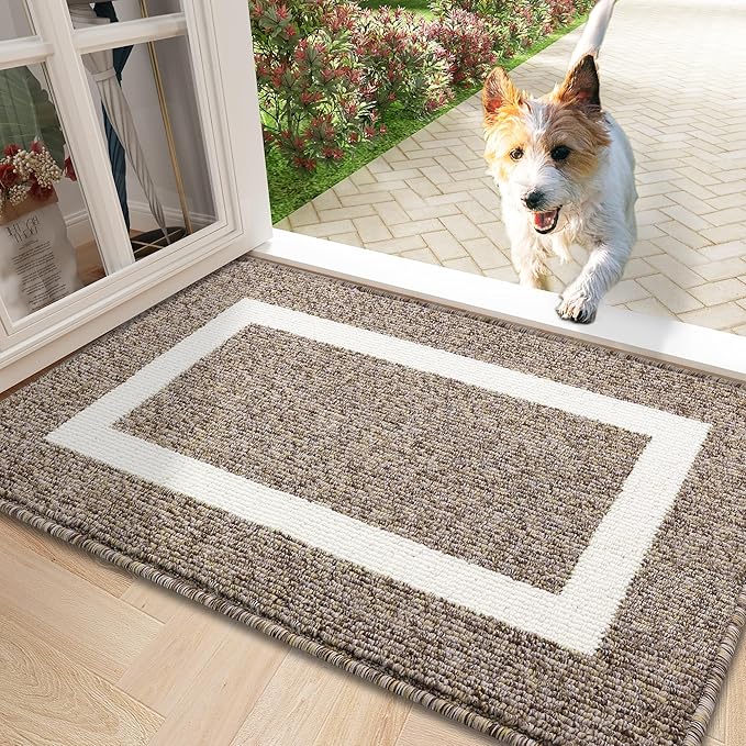 OLANLY Indoor Door Mat, 36x24, Non-Slip Absorbent Resist Dirt Entrance Mat, Washable Low-Profile Inside Entry Doormats for Entryway, Brown