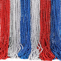 Moon Boat 4th of July Accessories Necklaces: Blue White and Red Beads Bulk, Patriotic Party Independence Memorial Day Favors Toys Decorations, 120 Pieces