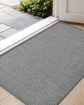 Color&Geometry Ultra-Thin Indoor Door Mat, 24"x36" Low-Profile Non-Slip Entryway Rug with Modern Geometric Texture, Washable Doormat for Indoor Entrance, Front Door, Light Grey (Rolled-up NO Creases)