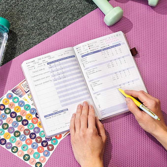Clever Fox Fitness & Food Journal – Nutrition & Workout Planner for Women & Men – Diet & Gym Exercise Log Book with Calendars, Diet & Training Trackers - Undated, A5 Size, Hardcover (Rose Gold)