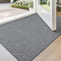 LUMI Ultra Thin Door Mat for Entryway, Low Profile Non Slip Rubber Backing Indoor Doormat, Easy Clean Welcome Entrance Mat for Inside House, Patio, Dark Grey 20"x32"