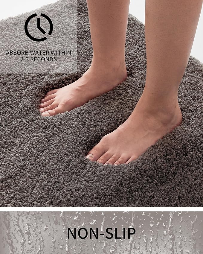 Bathroom Rugs 70x24, Ultra Thick Shaggy Soft Microfiber Absorbent Bath Rug, High Density Foam Latex Non Slip Backing, Machine Washable Bath Mats for Bathroom Floor & Sink, Dark Grey