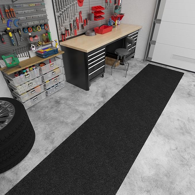 Ottomanson Commercial Scrape Rib Entry Mat – Heavy Duty Ribbed Floor Mat for High Traffic – Non Slip Rubber Back, Waterproof – Indoor Outdoor Use for Offices, Schools, Lobbies, 2'7" x 50', Black