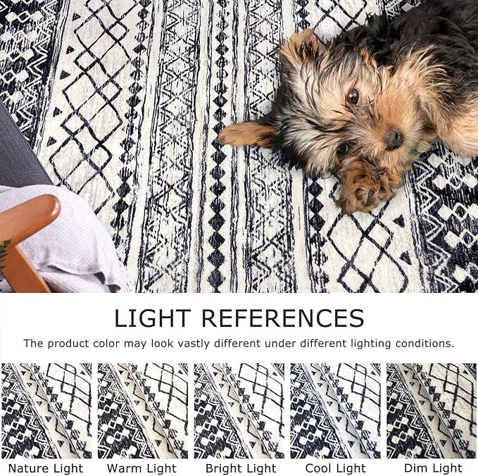 KUTA Moroccan Washable Kitchen Rug, 2x7 Non-Slip Vintage Black Navy Blue Boho Hallway Runner Rugs Ultra Soft Distressed Geometric Floor Carpet Runners for Bedroom Laundry Living Room