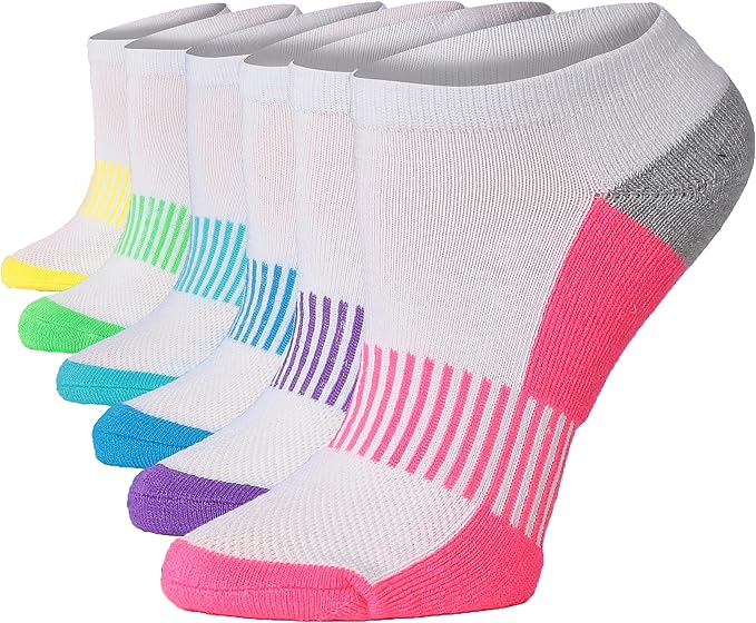 Tipi Toe Women’s 6-Pack Athletic Cushioned Running Ankle Socks – Soft, Breathable Fabric with Arch Support for Comfort