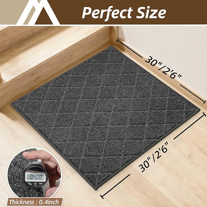 COSY HOMEER Edging Stair Treads Non-Slip Corner Indoor Stair Runners for Wooden Steps,Landing Slip Resistant Stair Rugs Mat for Kids and Dogs,100% Polyester TPE Backing,Black,30x30 inch