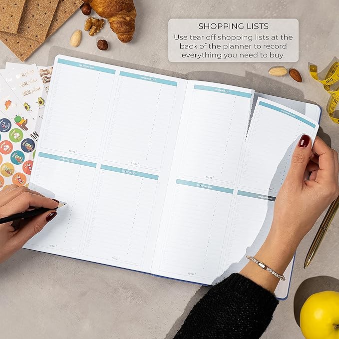 Clever Fox Meal Planner PRO – Weekly Meal Prep Journal with Grocery List & Weigh Loss Tracker – Diet, Fitness & Welness Log Book – Nutrition Diary Notebook – Lasts 12 Months, 7x10” (Mystic Blue)