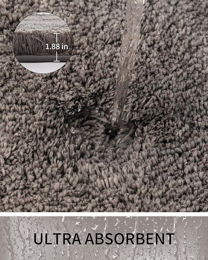 Bathroom Rugs 59x24, Ultra Thick Shaggy Soft Microfiber Absorbent Bath Rug, High Density Foam Latex Non Slip Backing, Machine Washable Bath Mats for Bathroom Floor & Sink, Dark Grey