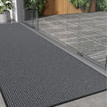 Front Door Mat, 3' x 10' Commercial Door Mat Outside Entrance, Heavy Duty Welcome Mats, Absorbent & Dirt Resistant, Non-Slip Extra Large Doormats, Door Rugs for Entryway Indoor Outdoor, Grey
