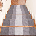 OLANLY Stair Treads Non Slip 15PCS, 8" x 30" Indoor Stair Runners for Wooden Steps, Edging Stair Rugs with Reusable Peel and Stick Adhesive for Kids Elders and Pets, Light Grey
