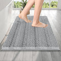 OLANLY Thick Bathroom Rugs 24x16, Extra Soft Absorbent Chenille Striped Bath Rugs, Rubber Backing, Machine Wash Dry, Bath Mats for Bathroom Floor, Tub and Shower, Home Decor Accessories, Light Grey