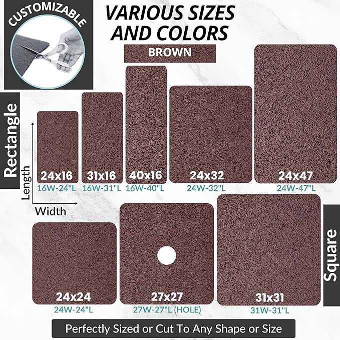 Non Slip Bathtub Mat Shower Mat for Tub - Loofah Bath Mats for Bathroom - 40x16 Bathtub Floor Mat - Textured Anti Slip Bath Mat Without Suction Cups - Secure Mat for Wet Areas (40x16 Brown)