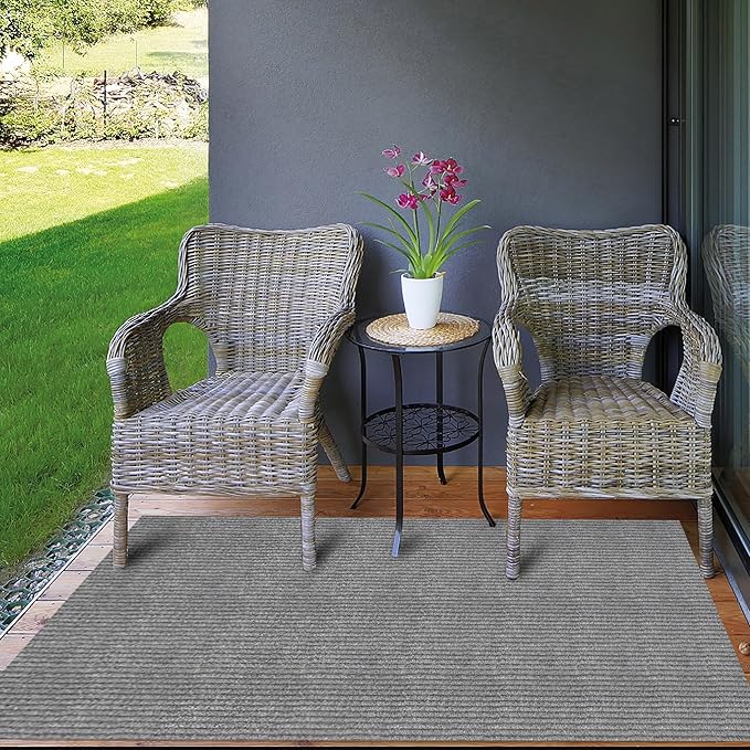 Ottomanson 2'7" x 5' Mud Mat Area Rug Scraper Carpet - Non-Slip, Dirt Trapping for Indoor & Outdoor Use - Ideal for Entryway, Garage, Kitchen, Patio & High-Traffic Areas, Gray